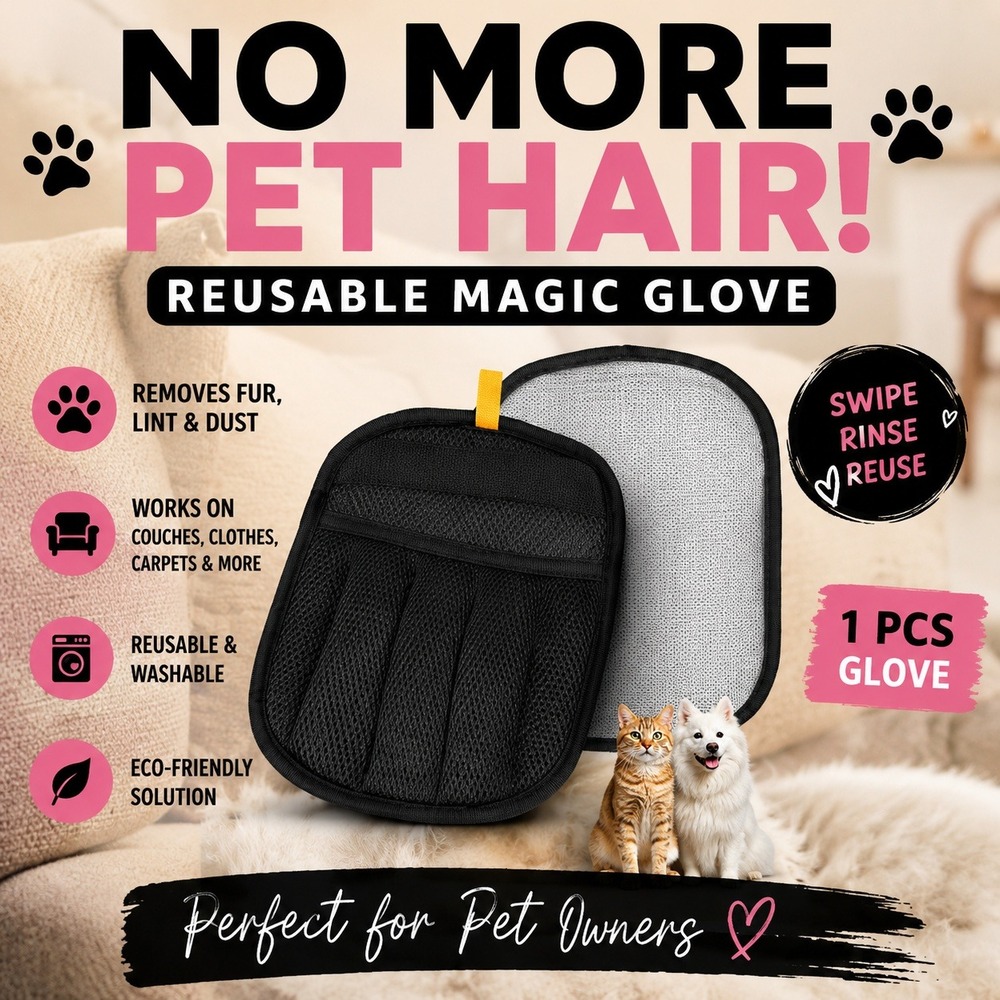 Pet Hair Remover Glove Reusable Magic Brush Couch Clothes Dog Cat Grooming Tool